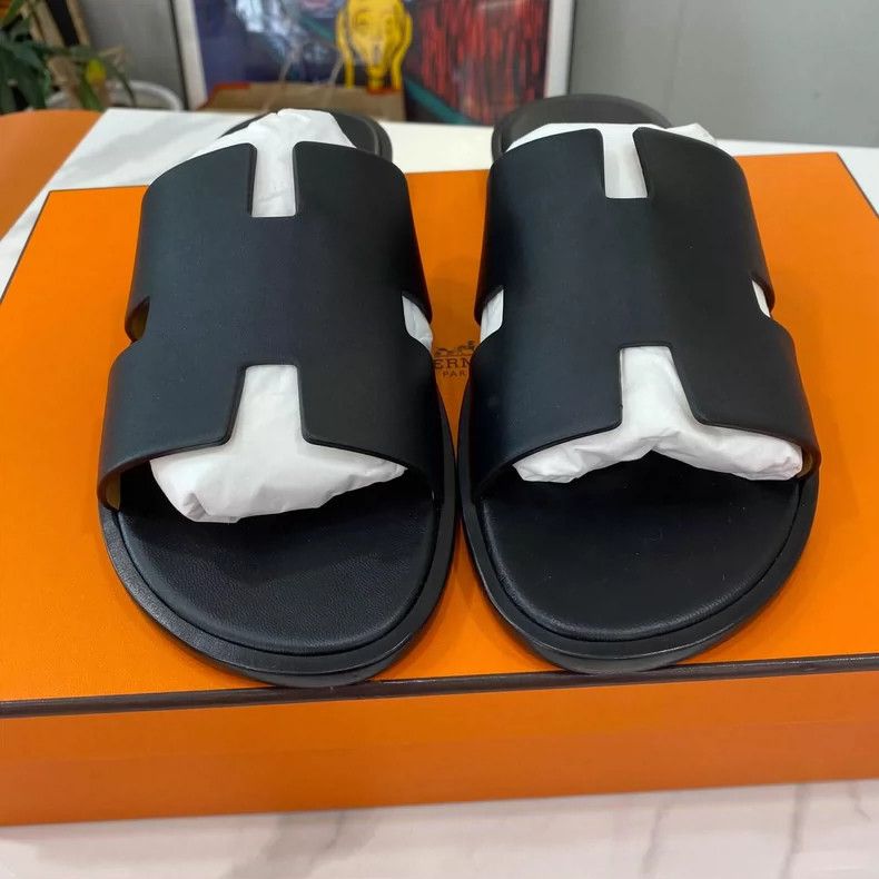 Hermes Hermes Black Leather Lzmir Slide Sandals Size 41 Size US 9 / EU 42 - 2 Thumbnail