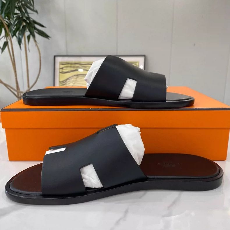 Hermes Hermes Black Leather Lzmir Slide Sandals Size 41 Size US 9 / EU 42 - 4 Thumbnail