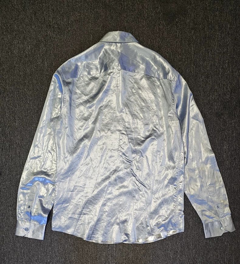 Versace Silver Silk Shirt with Minor Flaw Size US L / EU 52-54 / 3 - 4 Thumbnail