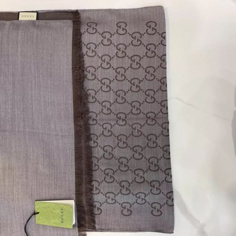 Gucci Gucci Double G Gray Scarf with Fringes Size ONE SIZE - 5 Thumbnail