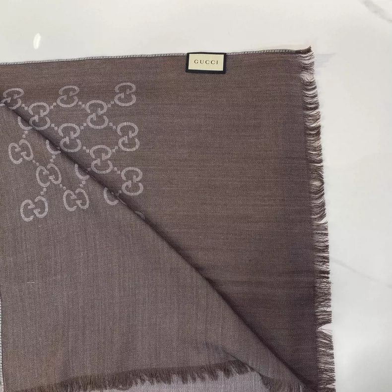 Gucci Gucci Double G Gray Scarf with Fringes Size ONE SIZE - 4 Thumbnail