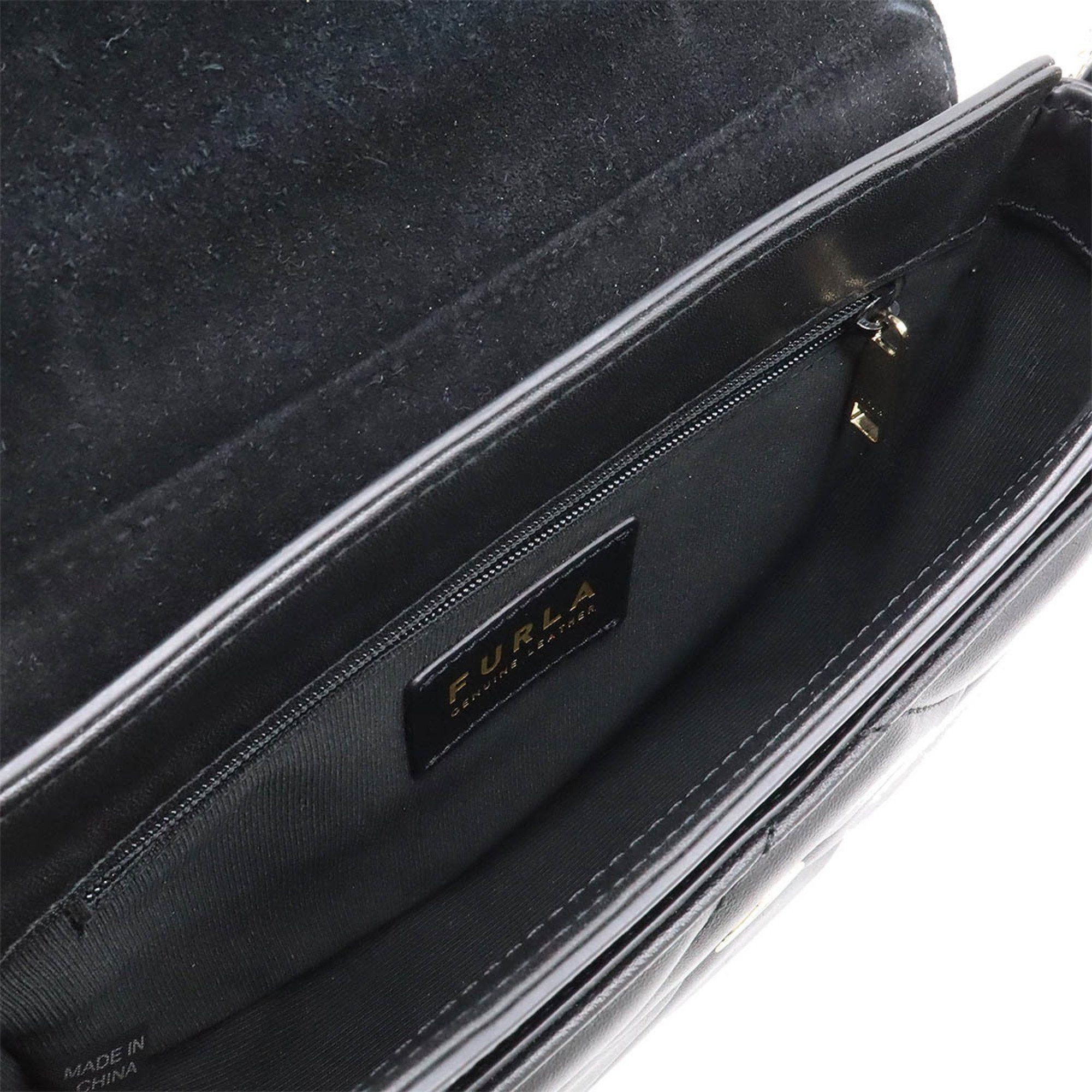 Furla FURLA Miss Mimi Mini Crossbody Shoulder Bag Pochette Clutch Quilted Leather Black Size ONE SIZE - 7 Thumbnail