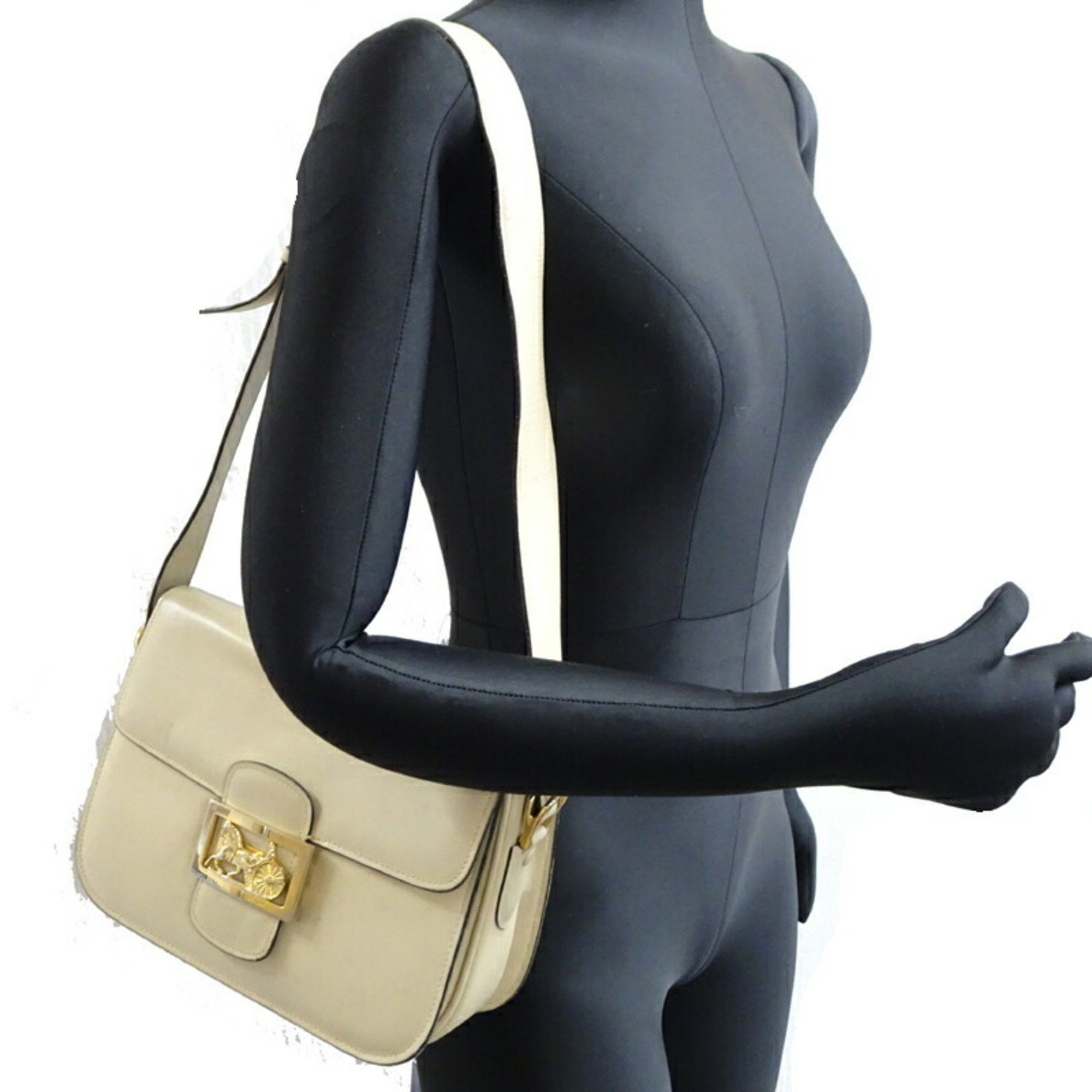 Celine Celine Horsecarriage Women's Shoulder Bag Leather Ivory Size ONE SIZE - 10 Thumbnail