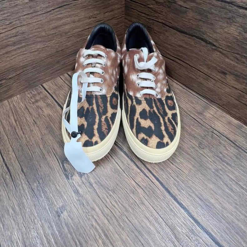 Burberry Leopard Print Canvas Sneakers Size 42
