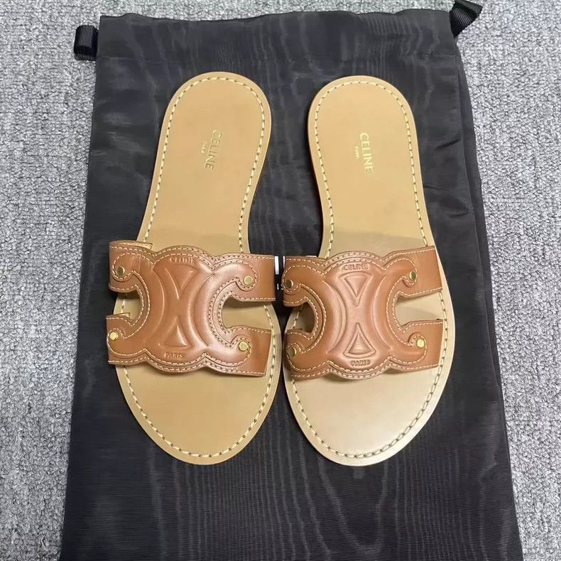 Celine Celine Brown Slip-On Sandals Size 36/37.5 Size US 5.5 / EU 38 - 2 Thumbnail