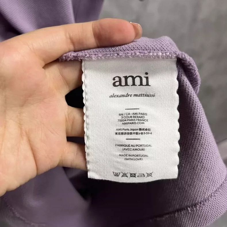AMI Deep Purple Heart Logo Short Sleeve Polo Size US XS / EU 42 / 0 - 3 Thumbnail