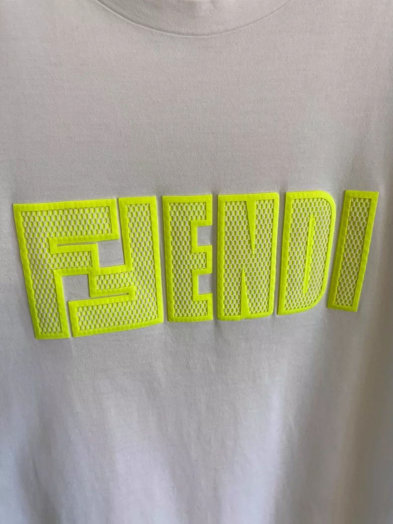 Fendi Fendi Fluorescent Yellow Logo Short Sleeve T-Shirt Size US L / EU 52-54 / 3 - 2 Thumbnail