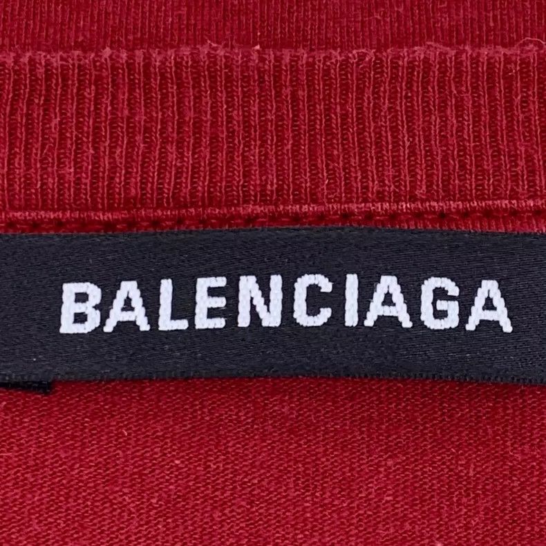 Balenciaga Balenciaga Red Printed Cotton Short Sleeve T-Shirt Size US L / EU 52-54 / 3 - 5 Thumbnail