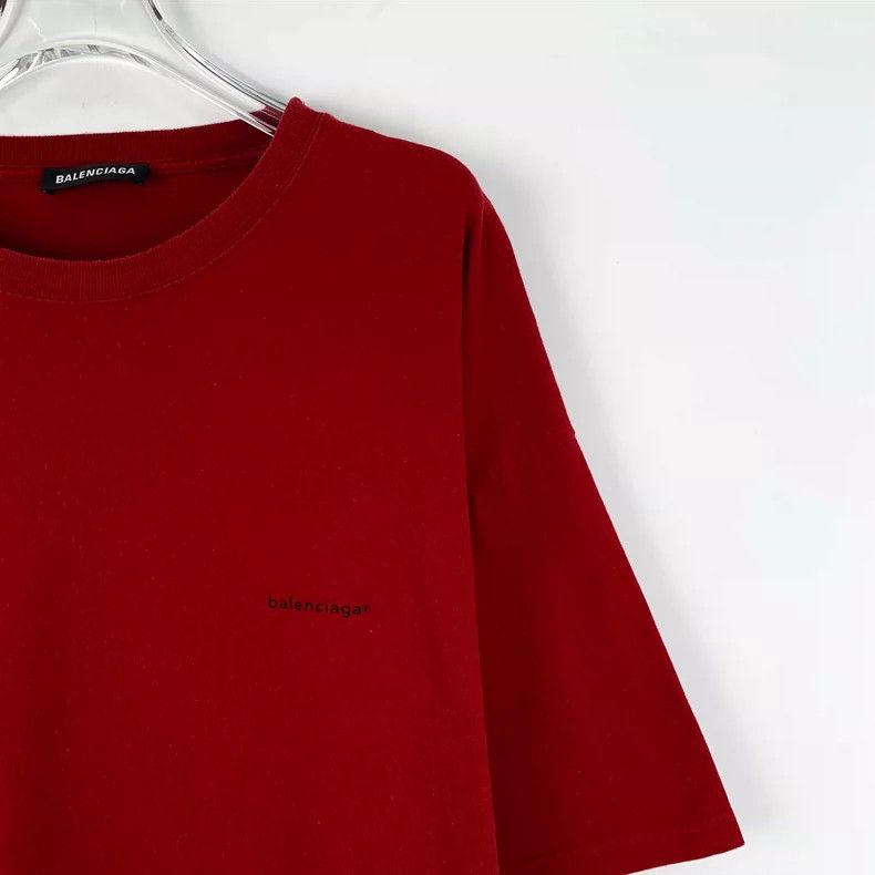 Balenciaga Balenciaga Red Printed Cotton Short Sleeve T-Shirt Size US L / EU 52-54 / 3 - 3 Thumbnail