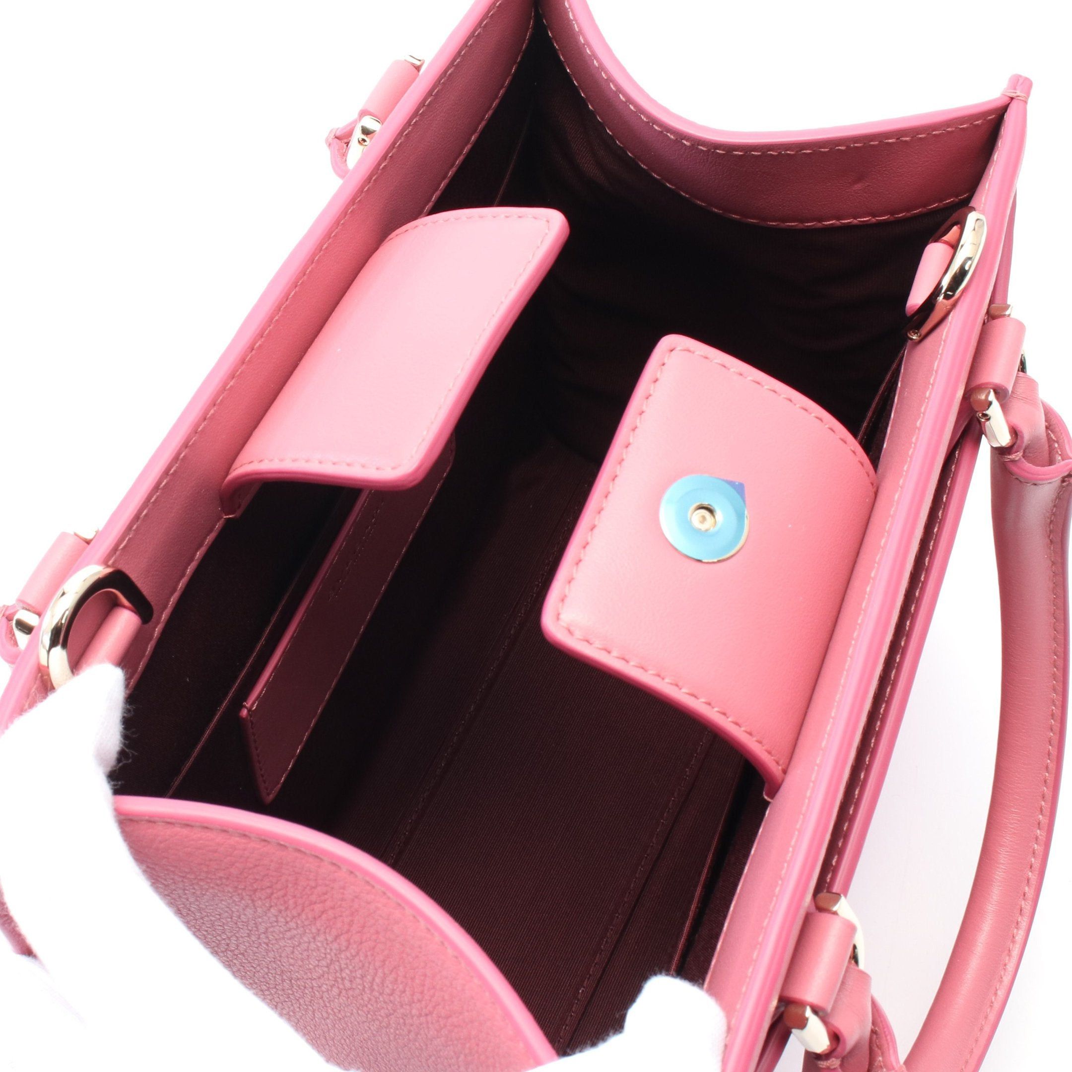 Bvlgari Bvlgari Bvlgari Logo Small Handbag Tote Bag Leather Pink Size ONE SIZE - 3 Thumbnail