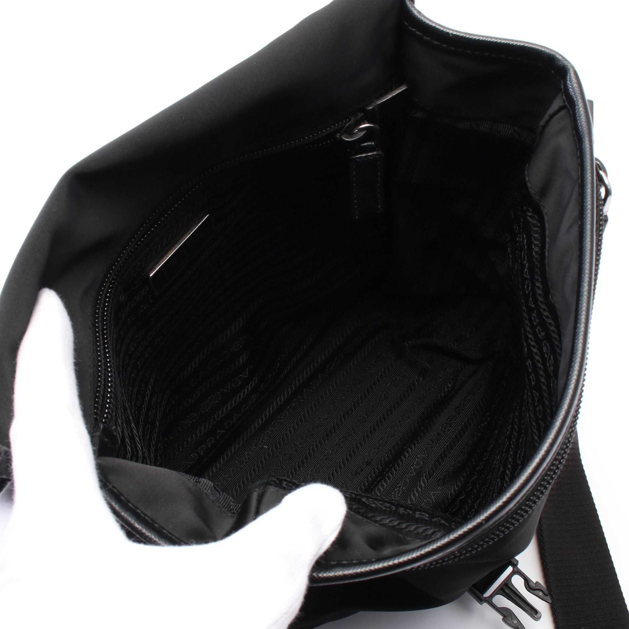 Prada Prada Shoulder Bag Logo Nylon Leather Black Size ONE SIZE - 3 Thumbnail