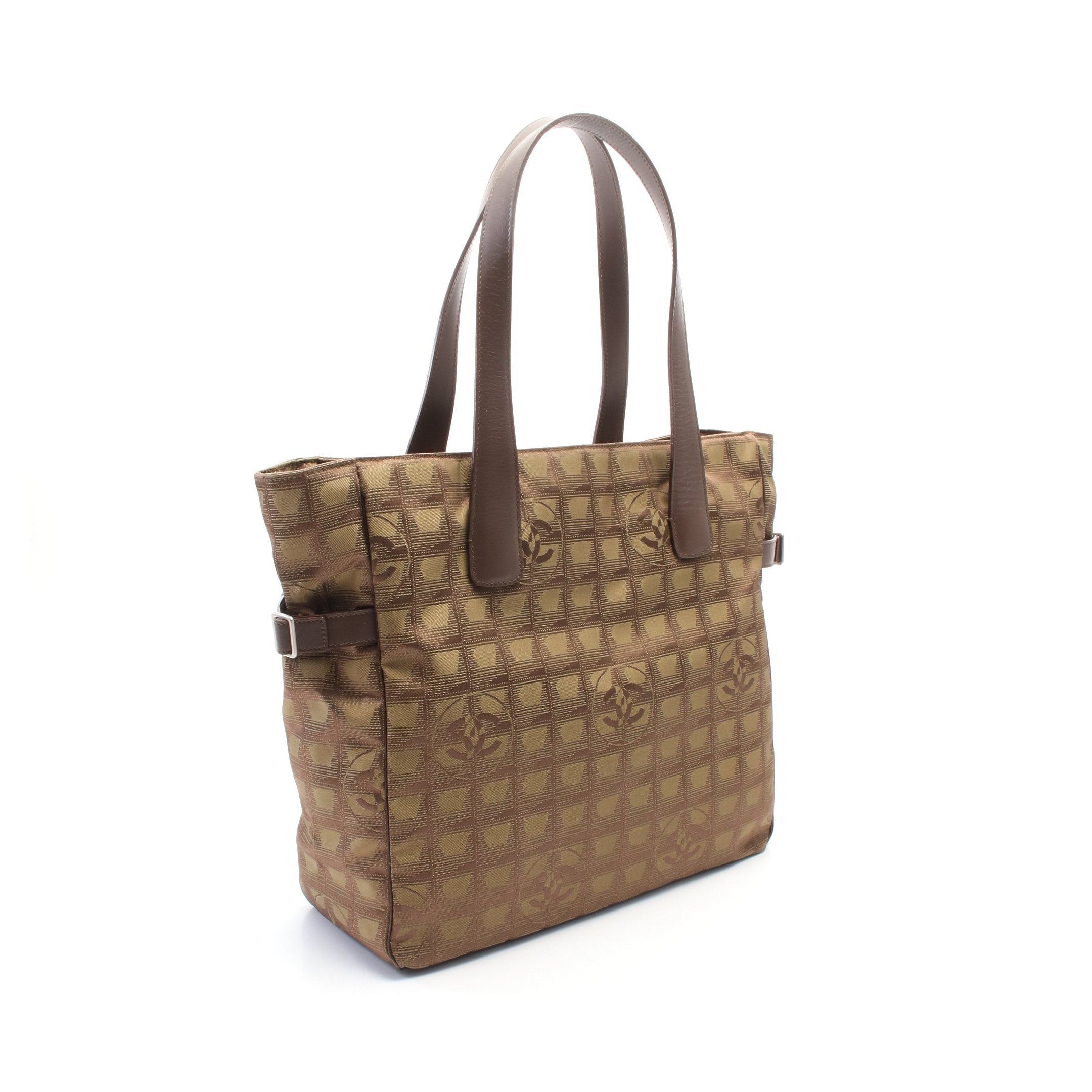 Chanel Chanel New Travel Line Gm Shoulder Bag Tote Nylon Canvas Leather Khaki Brown Silver Hardware Size ONE SIZE - 2 Thumbnail