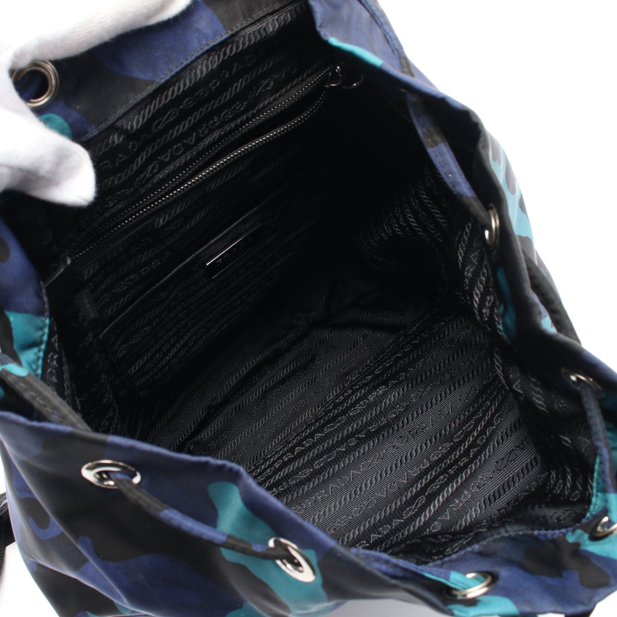 Prada Prada Tessuto Camoufl Backpack Rucksack Camouflage Nylon Leather Blue Navy Black Size ONE SIZE - 3 Thumbnail