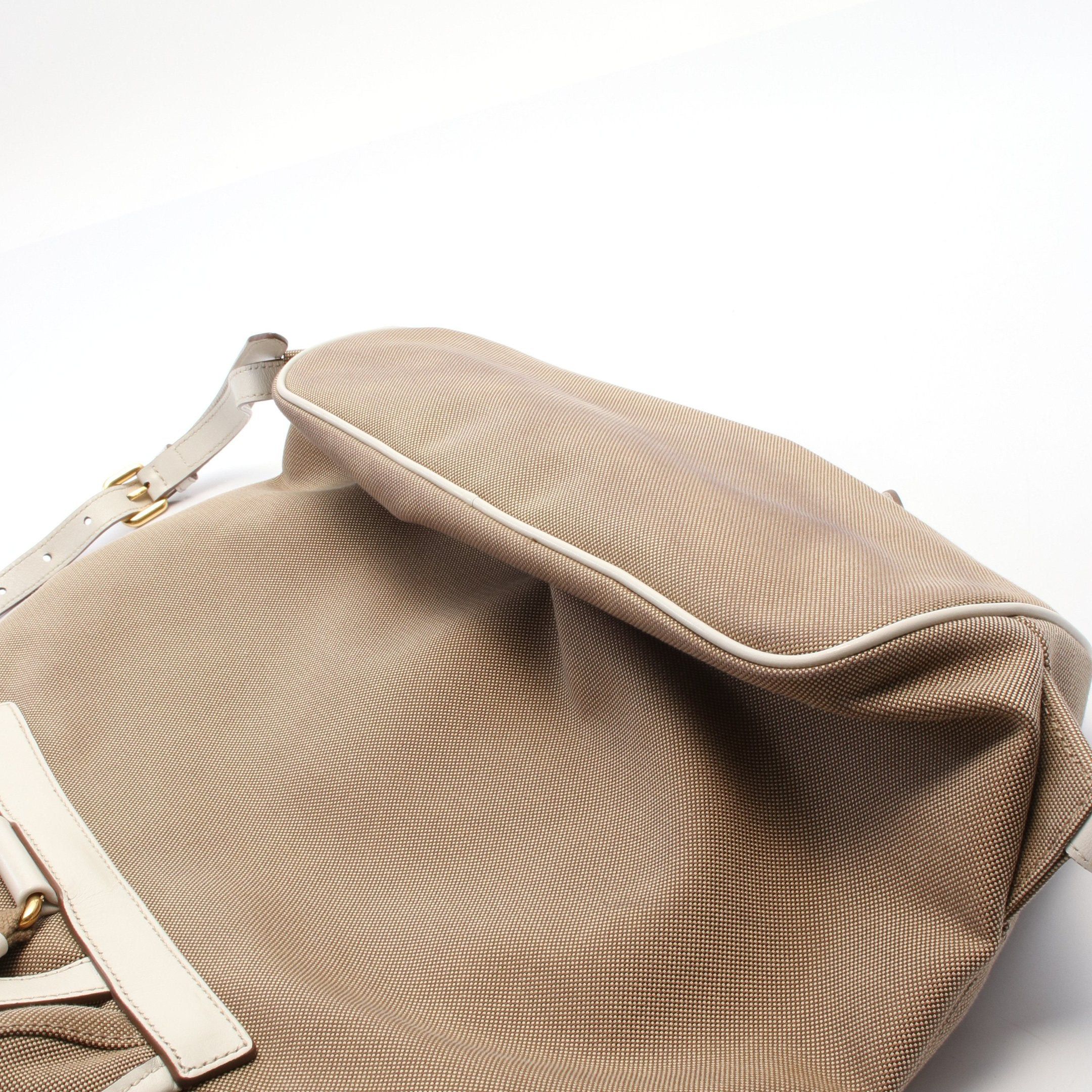 Prada Prada Logo Jacquard Backpack Rucksack Leather Gray Brown Off White Size ONE SIZE - 6 Thumbnail