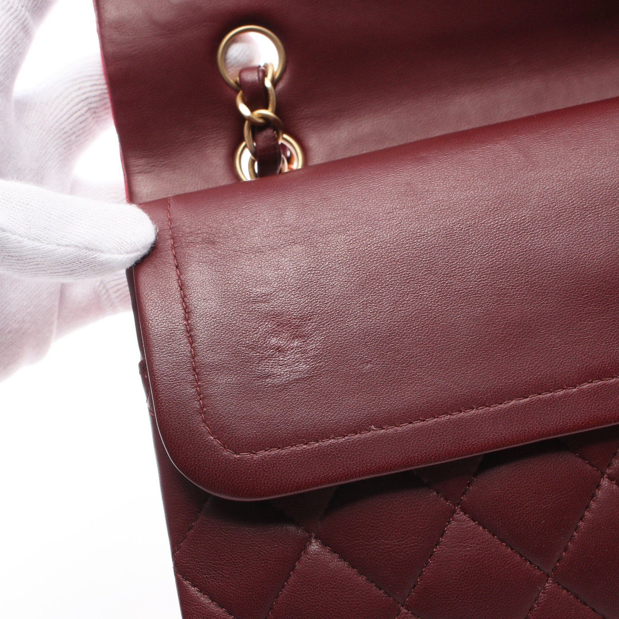 Chanel Chanel Matelasse Double Flap Chain Shoulder Bag Lambskin Pink Red Bordeaux Gold Hardware Size ONE SIZE - 8 Thumbnail