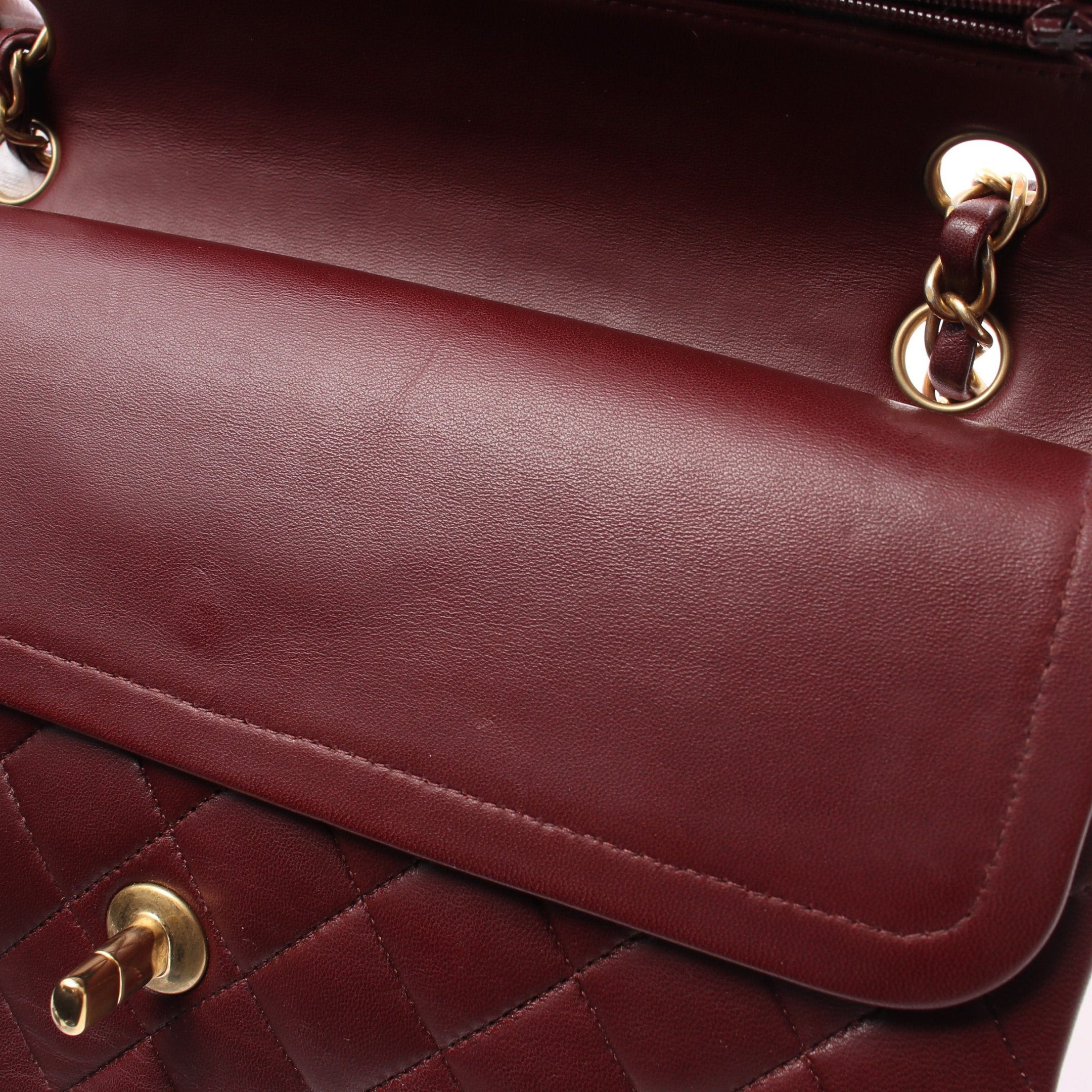 Chanel Chanel Matelasse Double Flap Chain Shoulder Bag Lambskin Pink Red Bordeaux Gold Hardware Size ONE SIZE - 10 Thumbnail