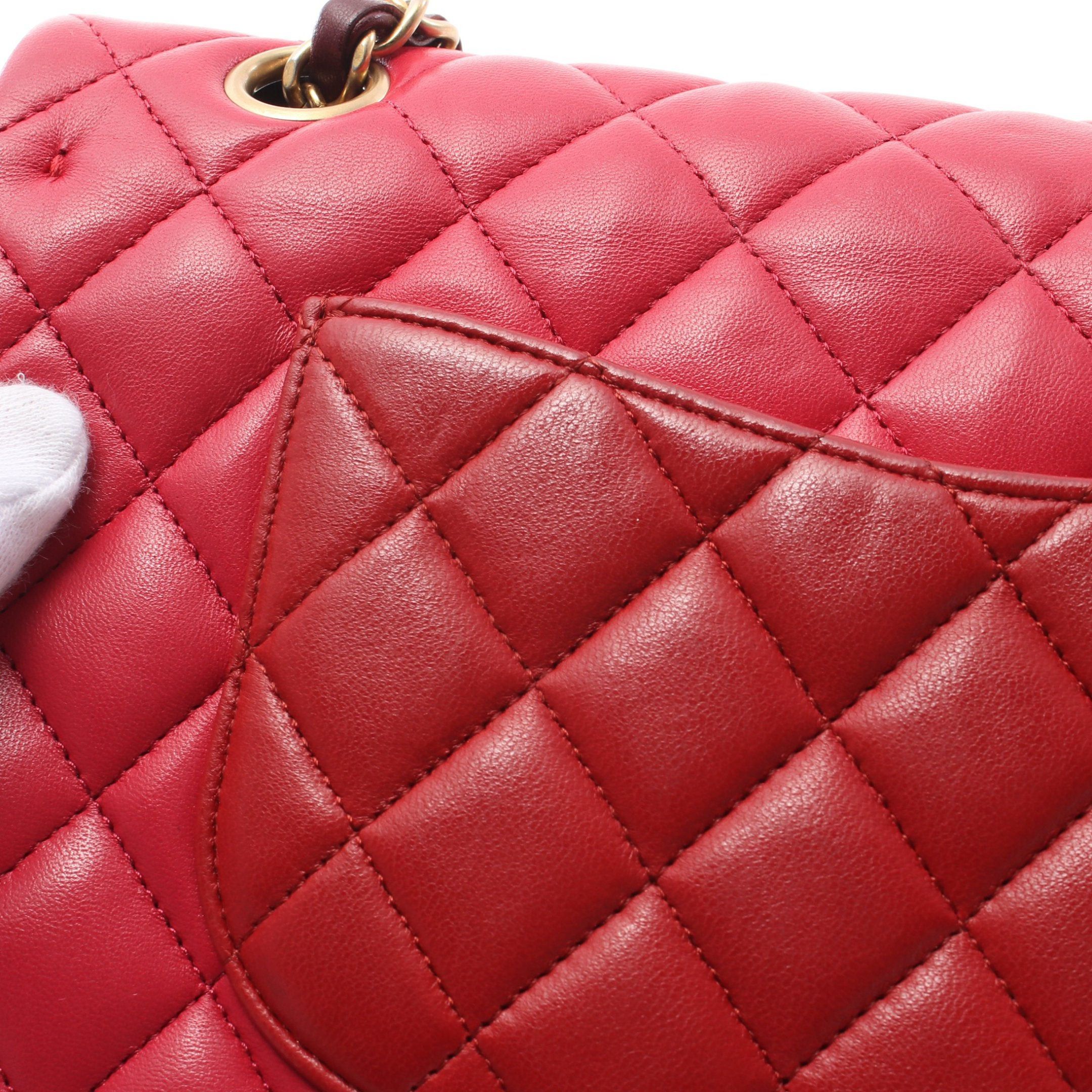 Chanel Chanel Matelasse Double Flap Chain Shoulder Bag Lambskin Pink Red Bordeaux Gold Hardware Size ONE SIZE - 12 Thumbnail