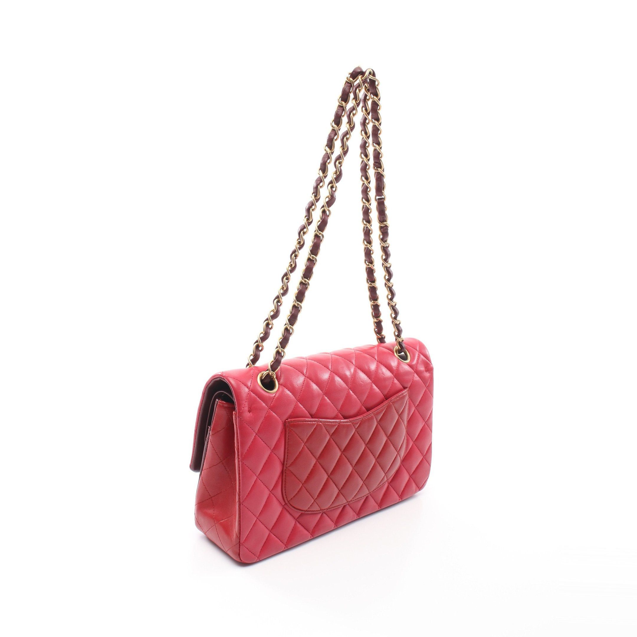 Chanel Chanel Matelasse Double Flap Chain Shoulder Bag Lambskin Pink Red Bordeaux Gold Hardware Size ONE SIZE - 2 Thumbnail