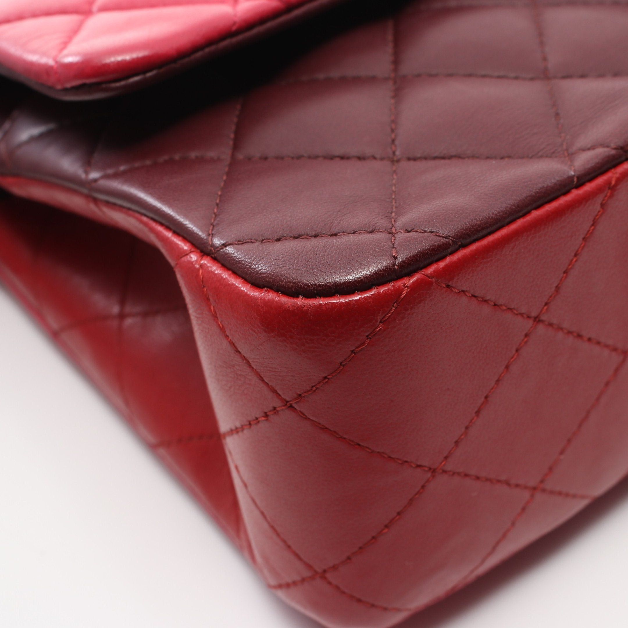 Chanel Chanel Matelasse Double Flap Chain Shoulder Bag Lambskin Pink Red Bordeaux Gold Hardware Size ONE SIZE - 6 Thumbnail