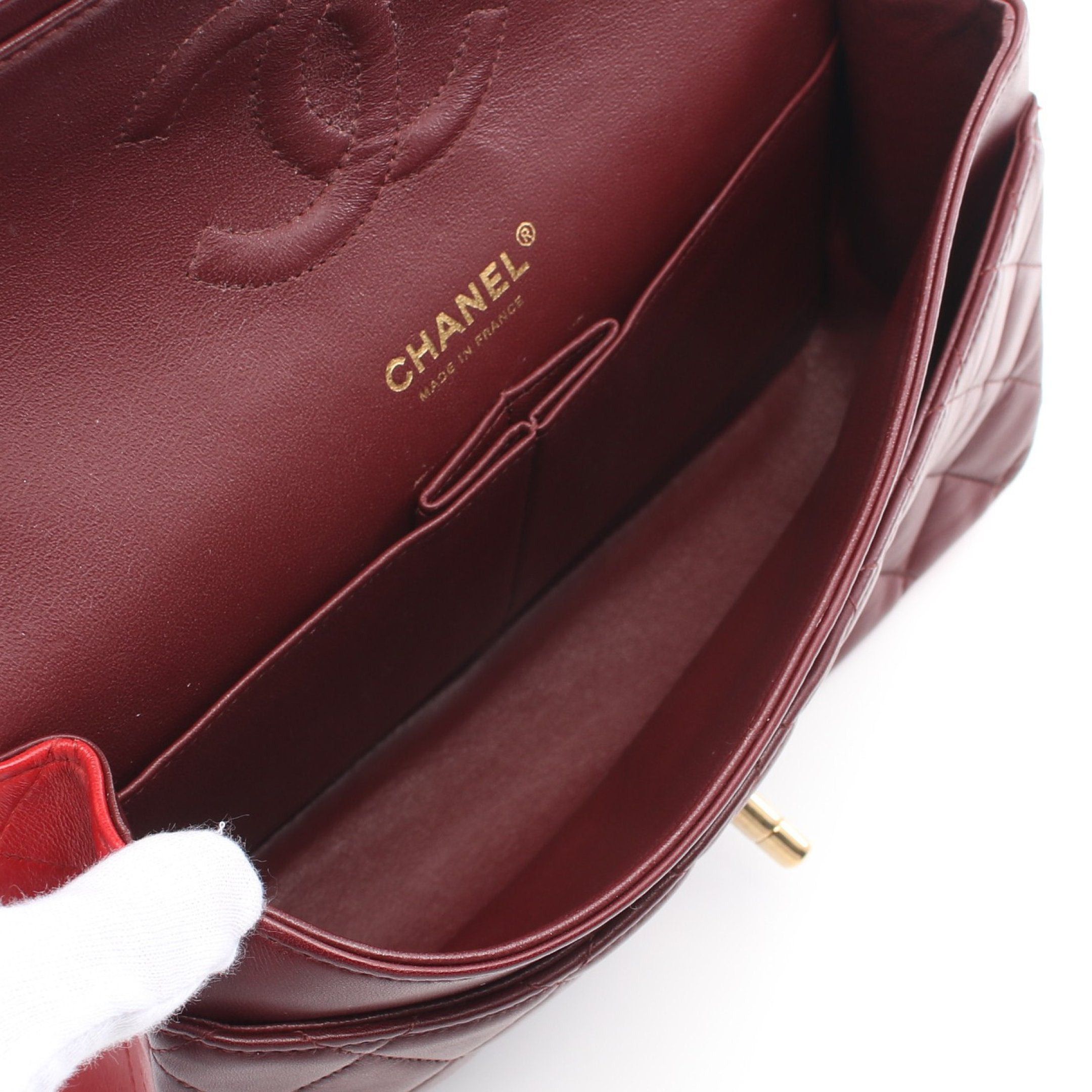 Chanel Chanel Matelasse Double Flap Chain Shoulder Bag Lambskin Pink Red Bordeaux Gold Hardware Size ONE SIZE - 3 Thumbnail
