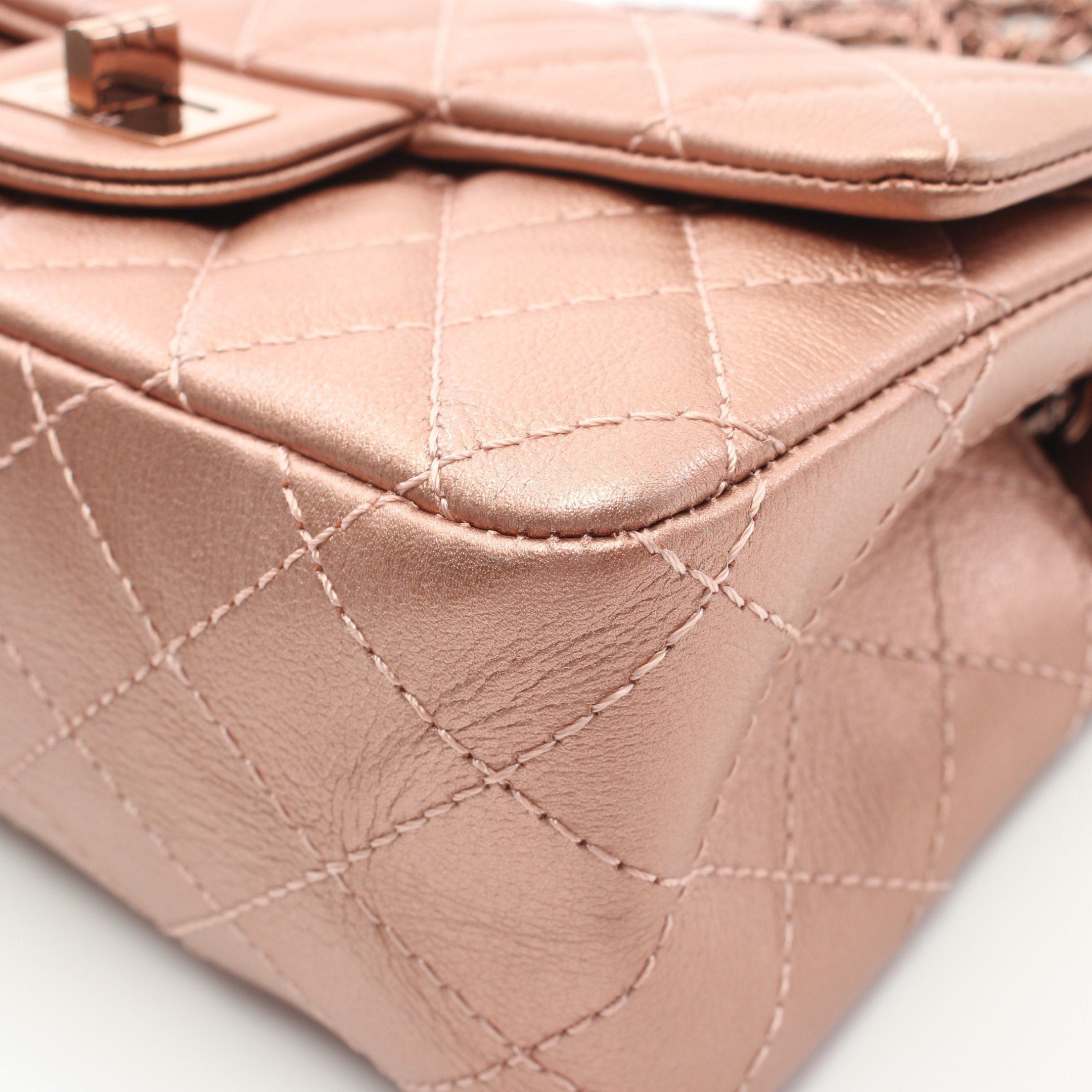 Chanel Chanel 2.55 Matelasse Double Chain Shoulder Bag Leather Pink Gold Hardware Metallic Size ONE SIZE - 6 Thumbnail