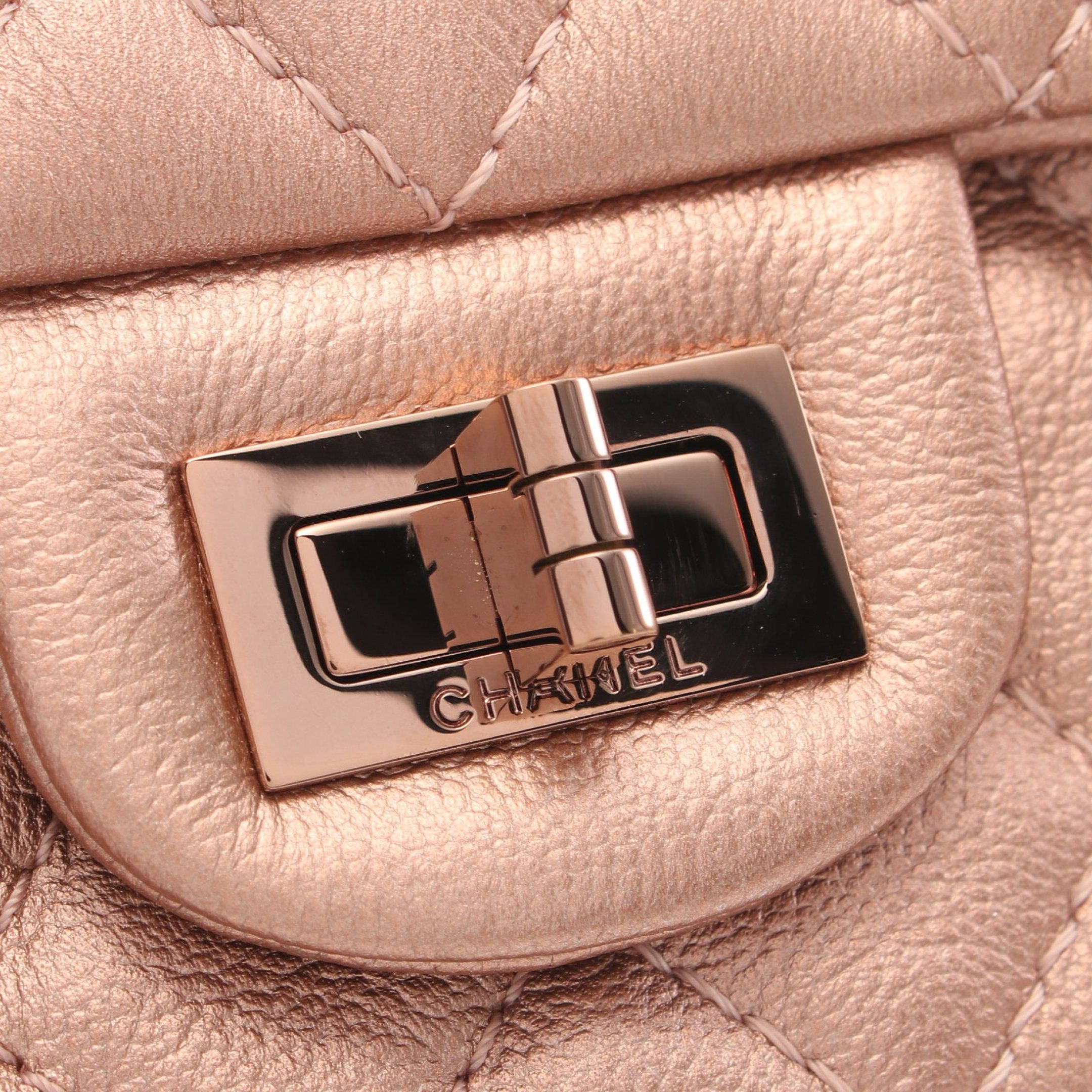 Chanel Chanel 2.55 Matelasse Double Chain Shoulder Bag Leather Pink Gold Hardware Metallic Size ONE SIZE - 8 Thumbnail