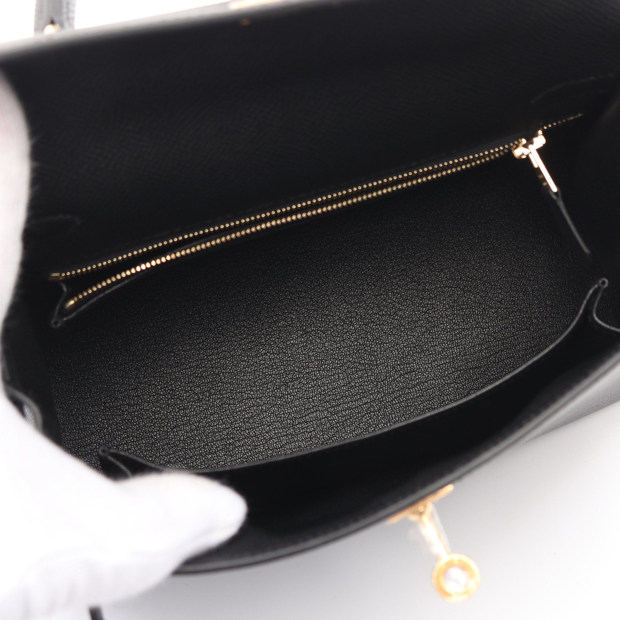 Hermes Hermes Kelly 25 Handbag Veau Epsom Black Gold Hardware Outside Sewing Double Engraved Size ONE SIZE - 3 Thumbnail