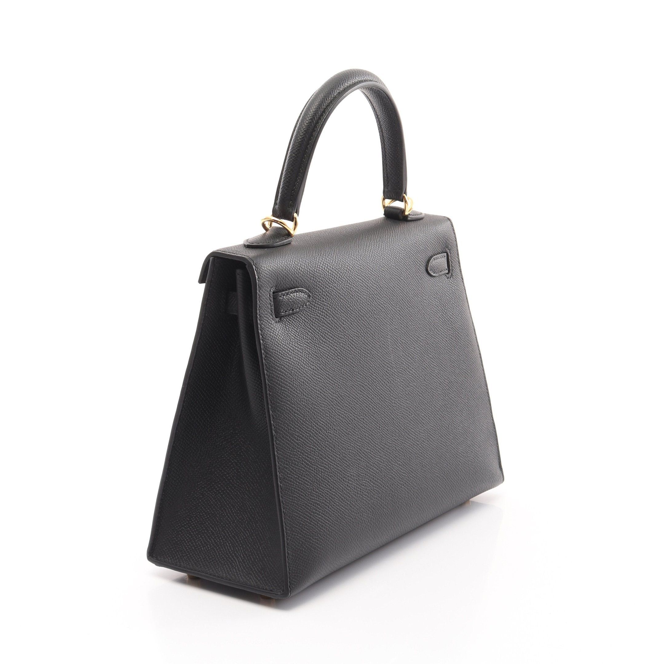 Hermes Hermes Kelly 25 Handbag Veau Epsom Black Gold Hardware Outside Sewing Double Engraved Size ONE SIZE - 2 Thumbnail