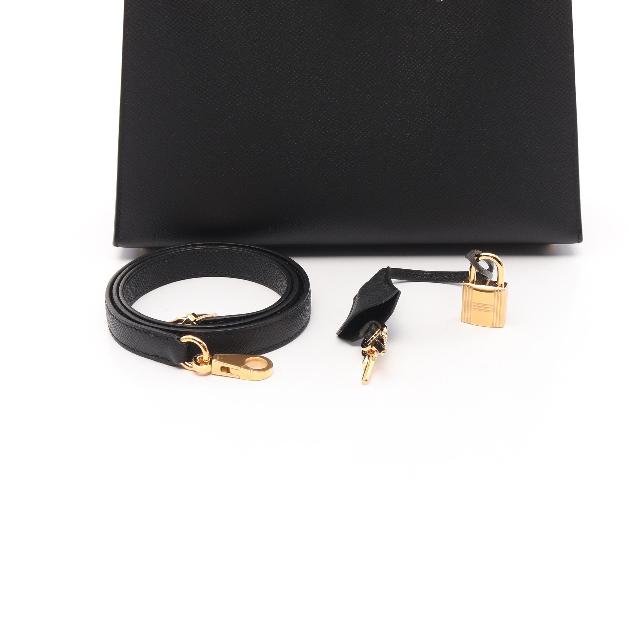 Hermes Hermes Kelly 25 Handbag Veau Epsom Black Gold Hardware Outside Sewing Double Engraved Size ONE SIZE - 6 Thumbnail