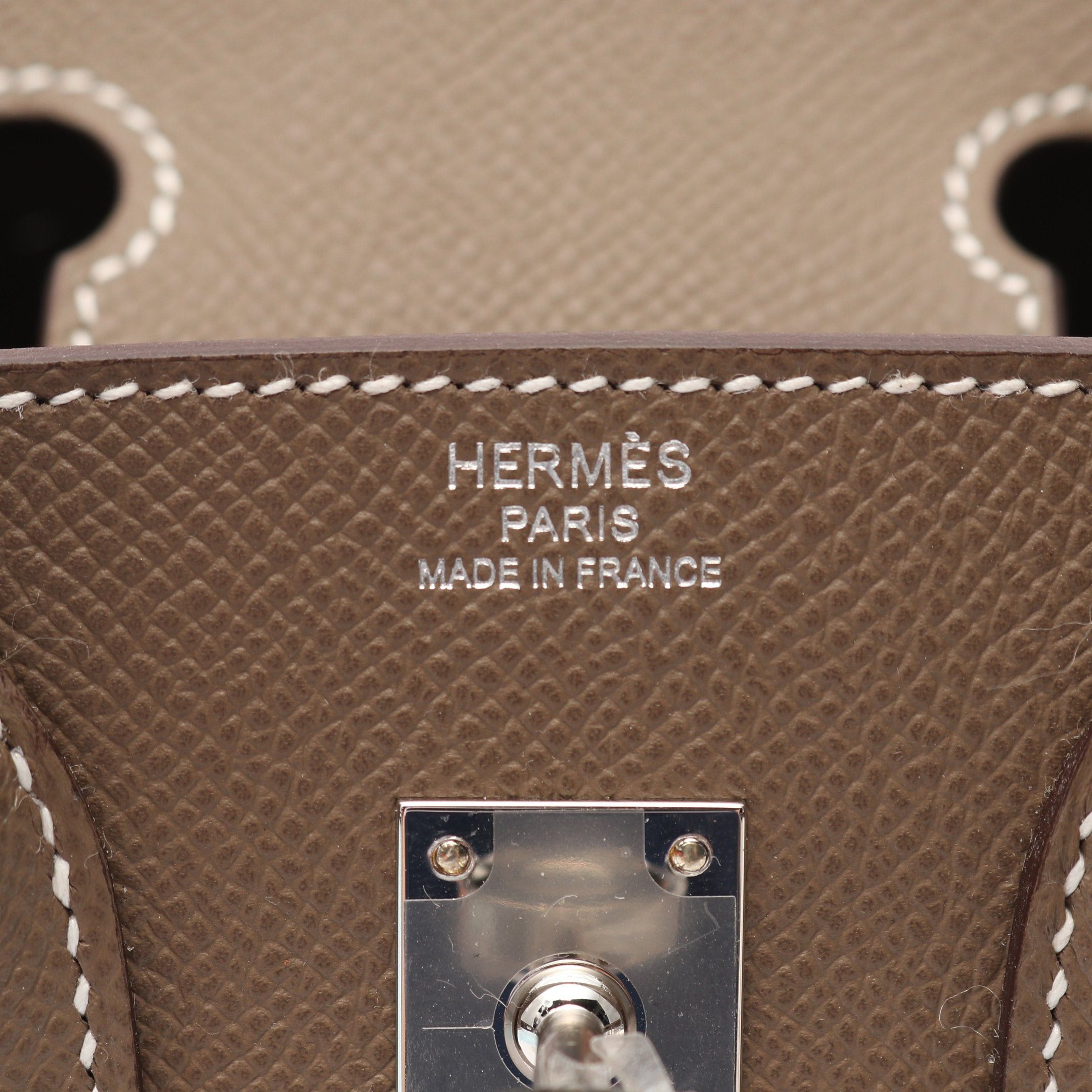 Hermes Hermes Birkin Serie 25 Etoupe Handbag Veau Epsom Gray Beige Silver Hardware Double Engraved Size ONE SIZE - 4 Thumbnail