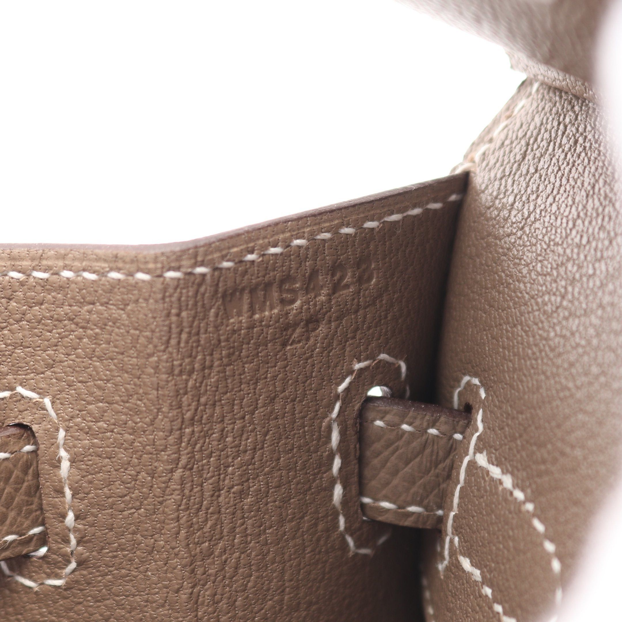 Hermes Hermes Birkin Serie 25 Etoupe Handbag Veau Epsom Gray Beige Silver Hardware Double Engraved Size ONE SIZE - 5 Thumbnail