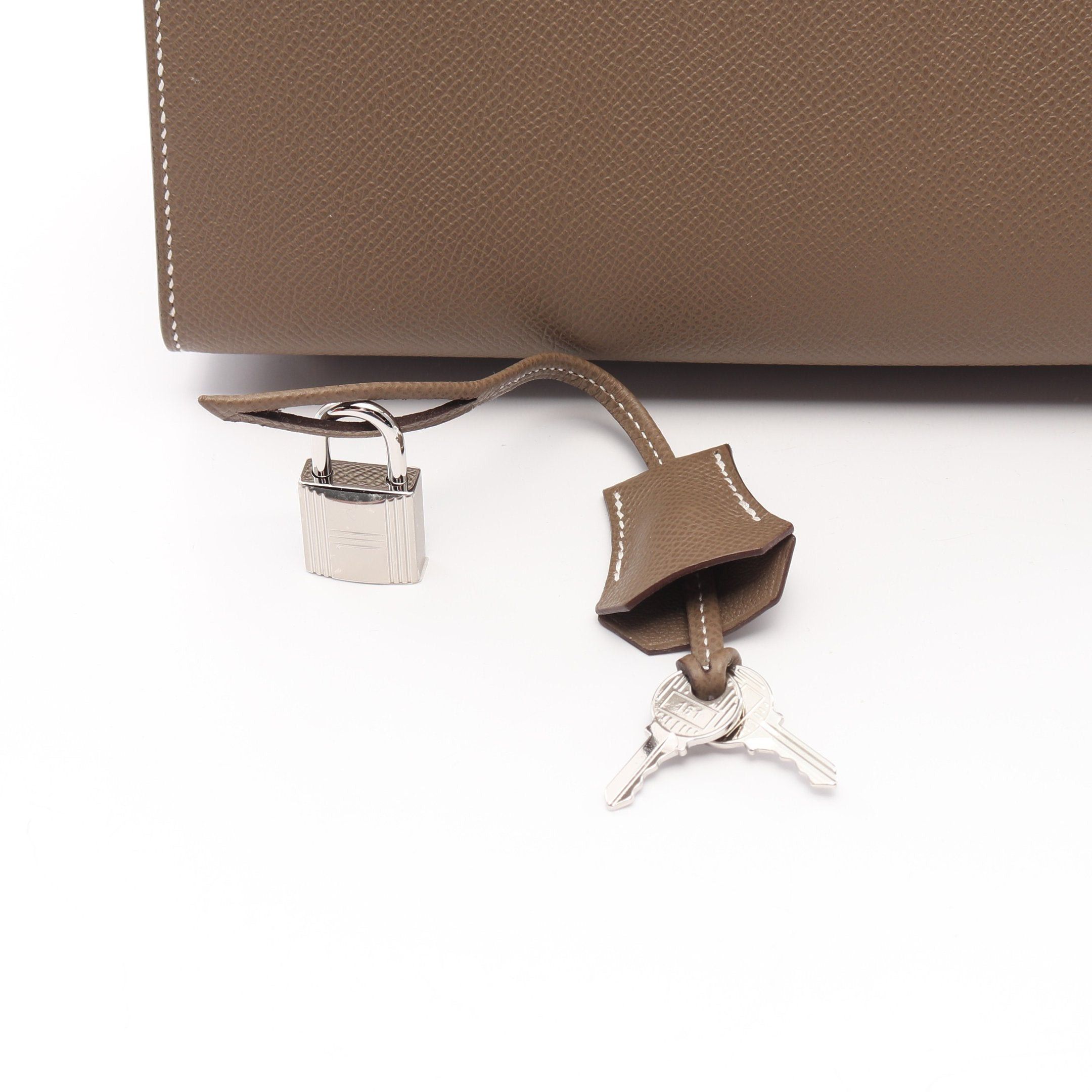 Hermes Hermes Birkin Serie 25 Etoupe Handbag Veau Epsom Gray Beige Silver Hardware Double Engraved Size ONE SIZE - 6 Thumbnail