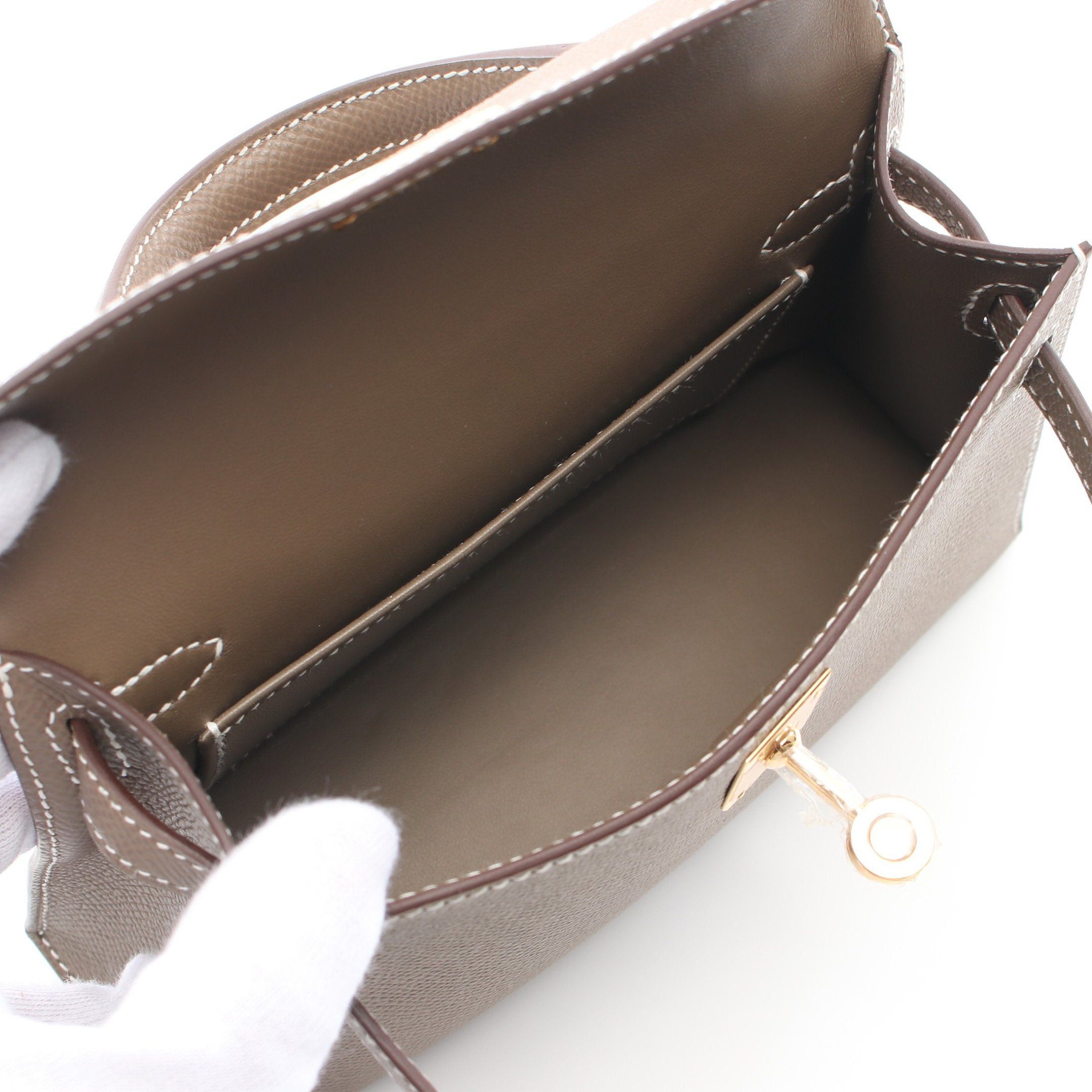 Hermes Hermes Mini Kelly 2 Handbag Veau Epsom Gray Brown Gold Hardware K Stamp Size ONE SIZE - 3 Thumbnail