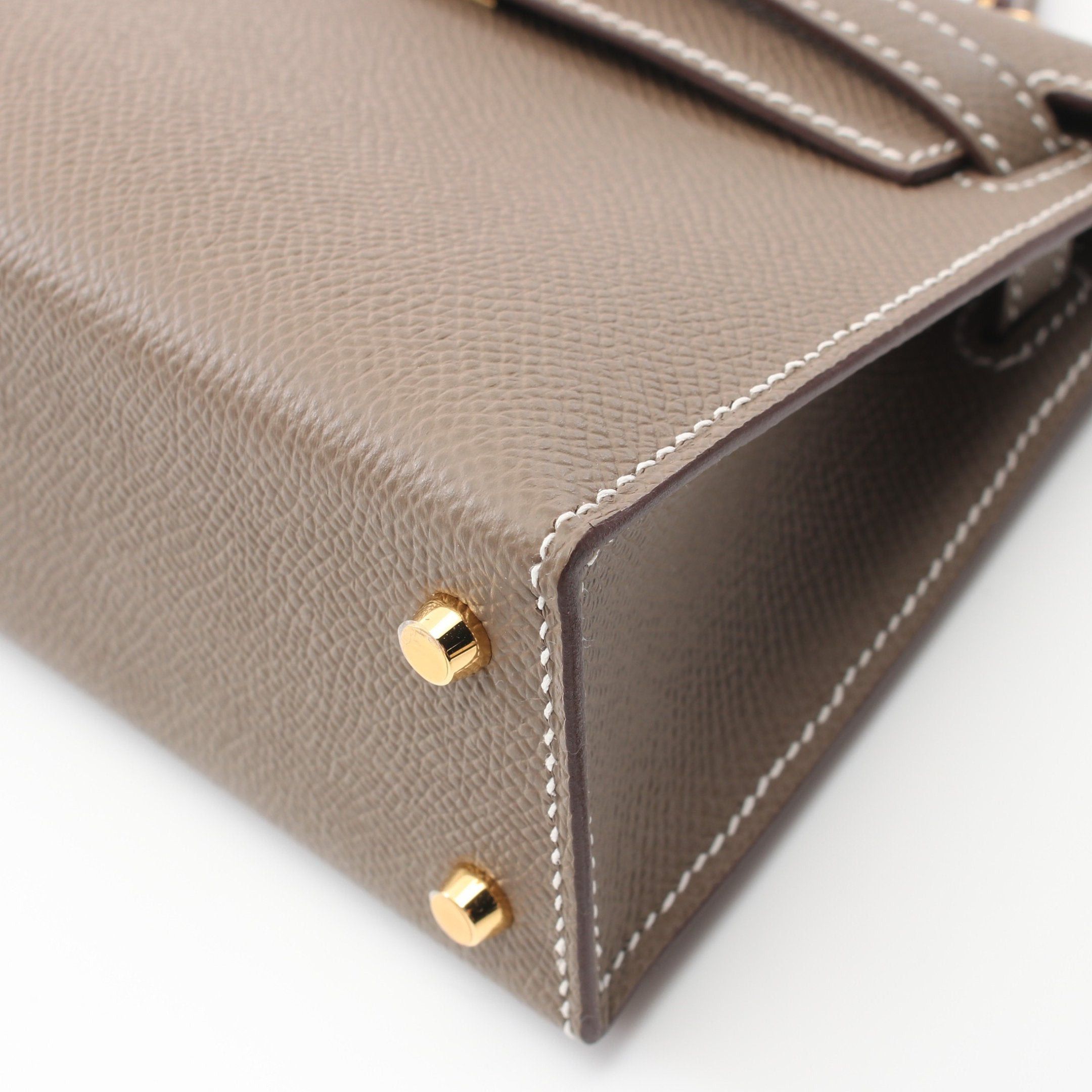 Hermes Hermes Mini Kelly 2 Handbag Veau Epsom Gray Brown Gold Hardware K Stamp Size ONE SIZE - 7 Thumbnail