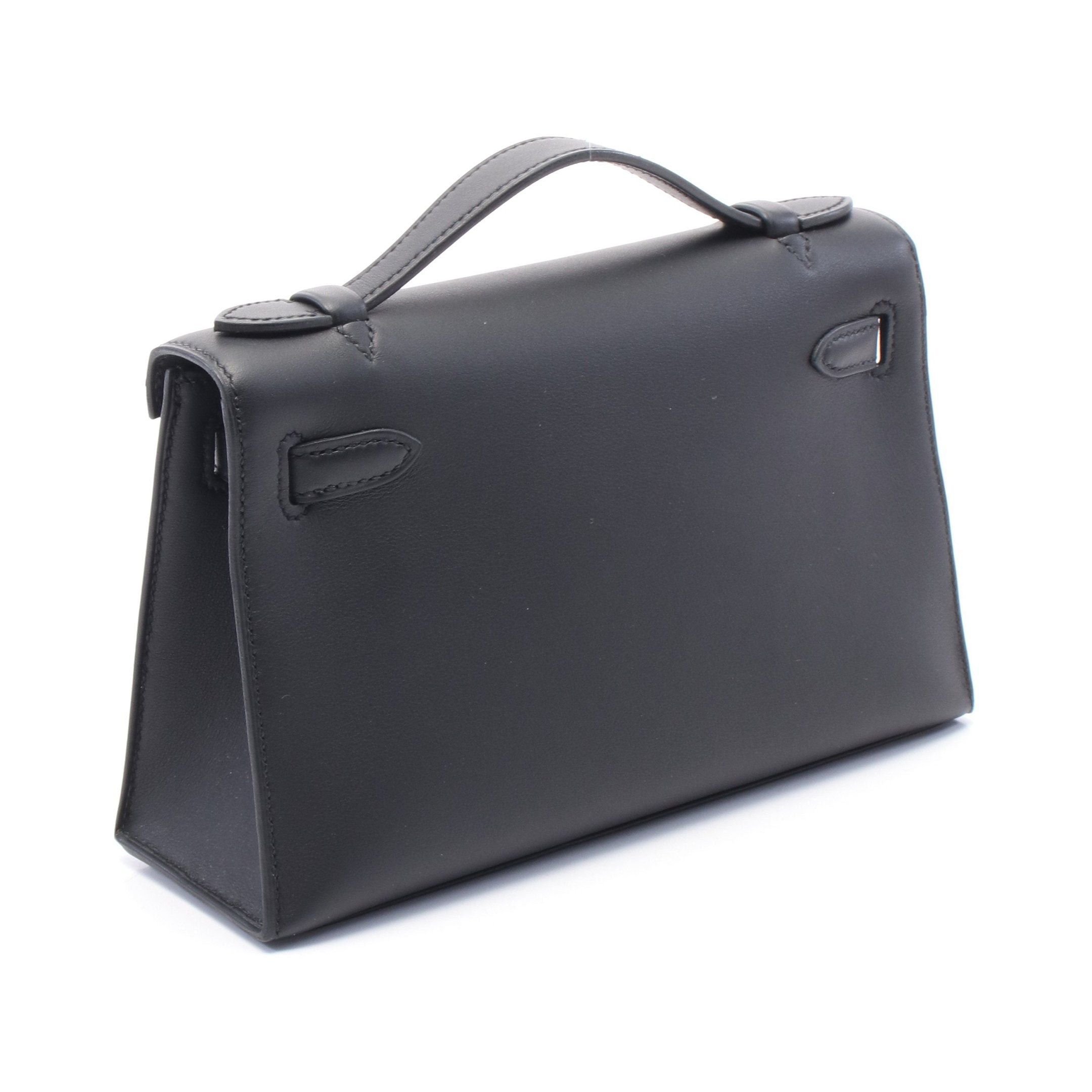 Hermes Hermes Pochette Kelly Mini Handbag Veau Swift Black Gold Hardware Double Engraved Size ONE SIZE - 2 Thumbnail