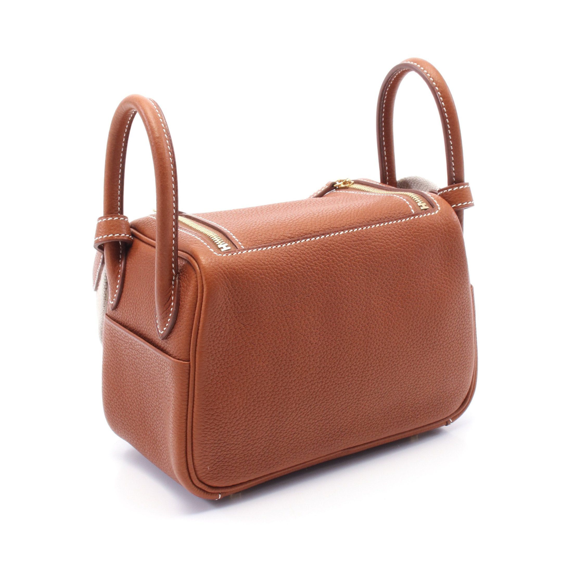 Hermes Hermes Lindy Mini Forbe Shoulder Bag Veau Barenia Brown Gold Hardware Double Engraved Size ONE SIZE - 2 Thumbnail