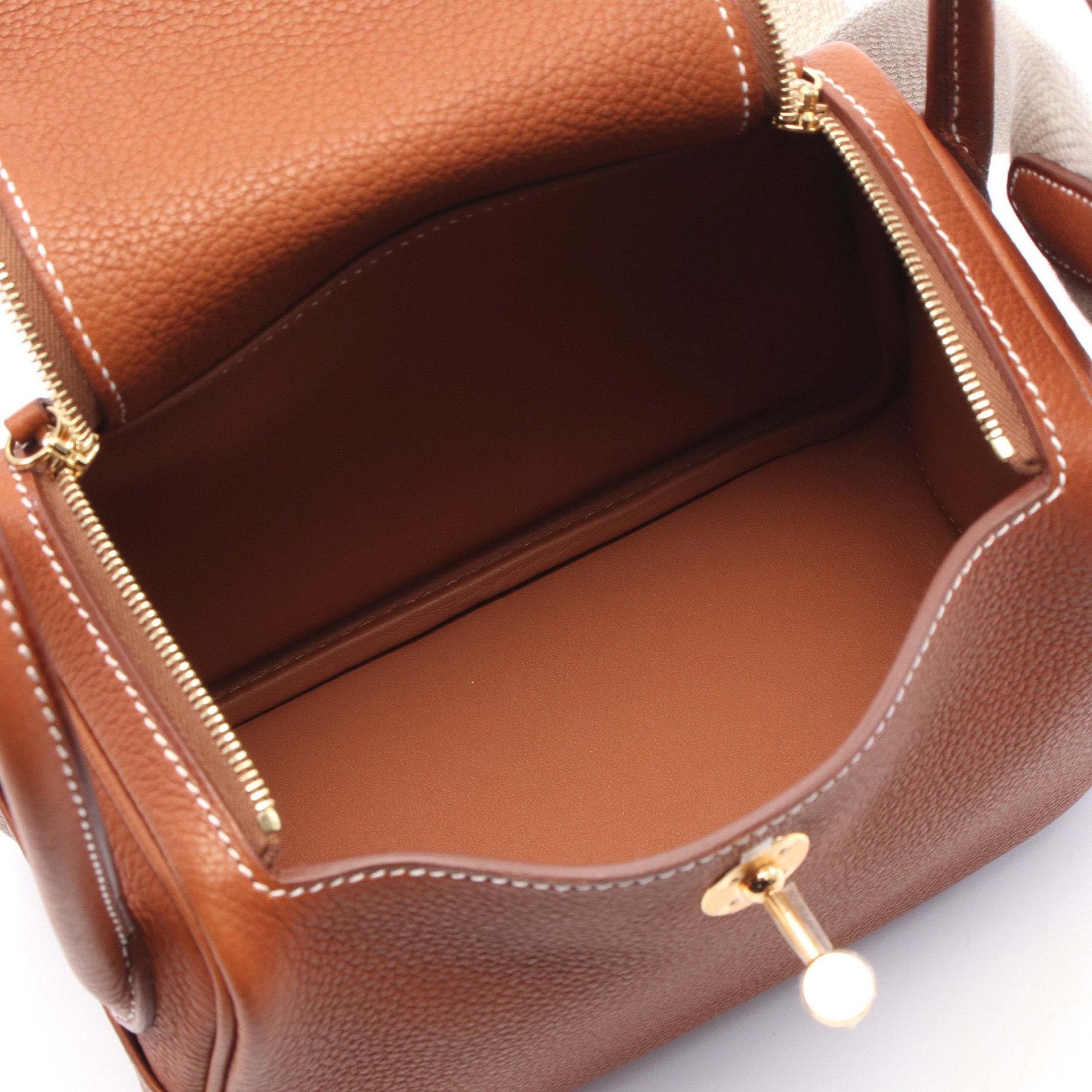 Hermes Hermes Lindy Mini Forbe Shoulder Bag Veau Barenia Brown Gold Hardware Double Engraved Size ONE SIZE - 3 Thumbnail