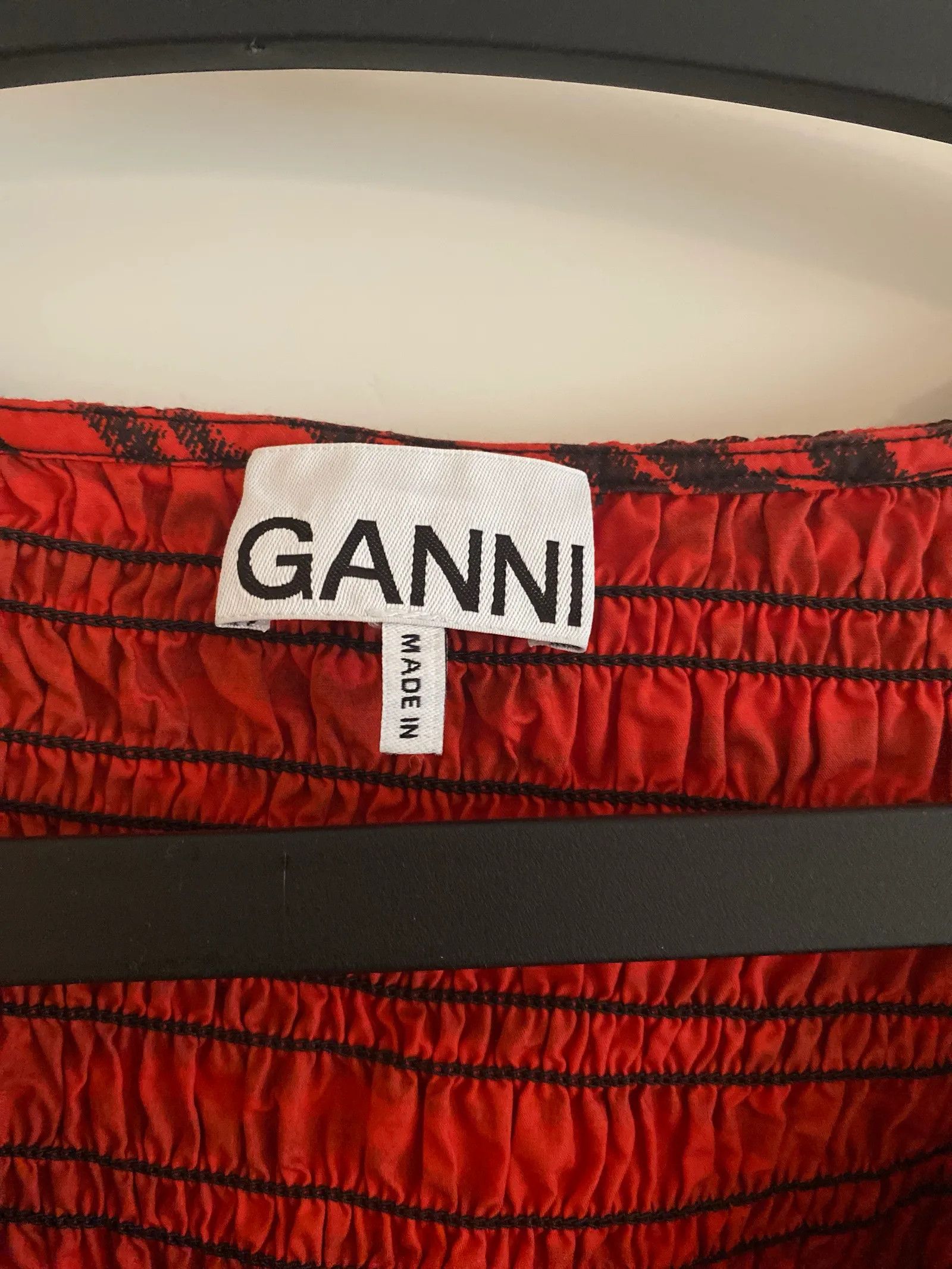 Ganni Ganni Shirred tiger poplin peplum top Top Size M / US 6-8 / IT 42-44 - 3 Thumbnail