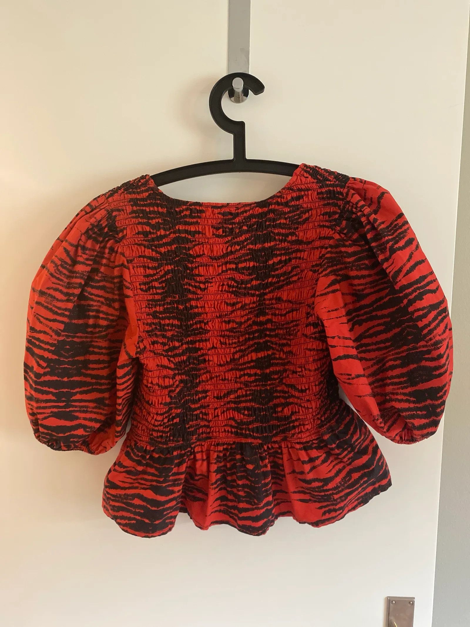 Ganni Ganni Shirred tiger poplin peplum top Top Size M / US 6-8 / IT 42-44 - 5 Thumbnail