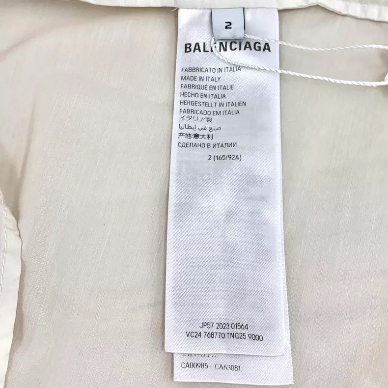 Balenciaga Balenciaga Beige Striped Logo Embroidered Shirt Size US M / EU 48-50 / 2 - 7 Thumbnail
