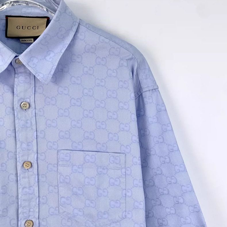 Gucci Gucci Light Blue Logo Short Sleeve Shirt Size US L / EU 52-54 / 3 - 3 Thumbnail