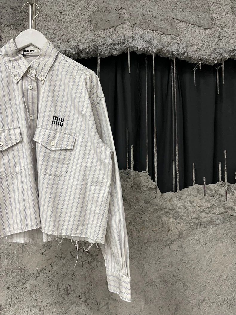 Miu Miu Miumiu Striped Long Sleeve Shirt Size US M / EU 48-50 / 2 - 4 Thumbnail