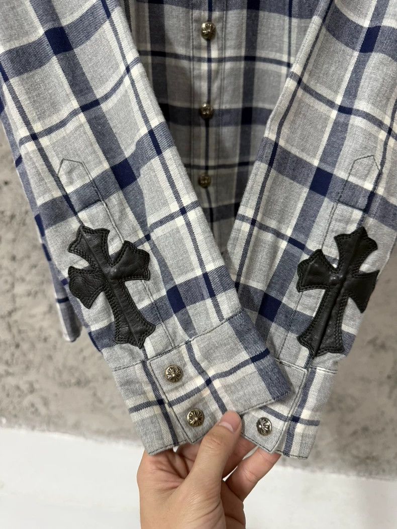 Chrome Hearts Chrome Hearts Plaid Shirt with Leather Details Size US S / EU 44-46 / 1 - 5 Thumbnail