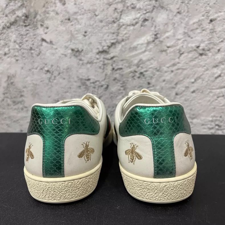 Gucci Gucci White Sneakers with Green Accents Size US 8.5 / EU 41-42 - 3 Thumbnail