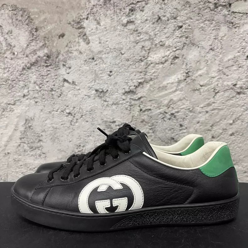 Gucci Gucci Black Sneakers with Green Accents Size US 7 / EU 40 - 2 Thumbnail