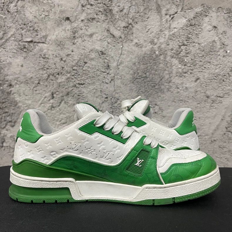Louis Vuitton Louis Vuitton LV Trainer White Green Sneakers Size US 7 / EU 40 - 4 Thumbnail