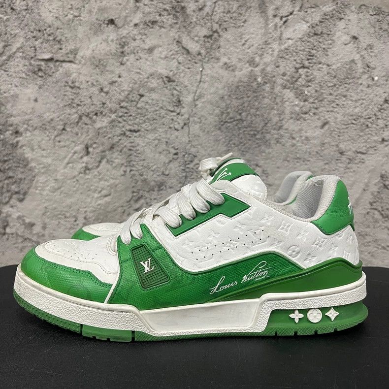Louis Vuitton Louis Vuitton LV Trainer White Green Sneakers Size US 7 / EU 40 - 2 Thumbnail