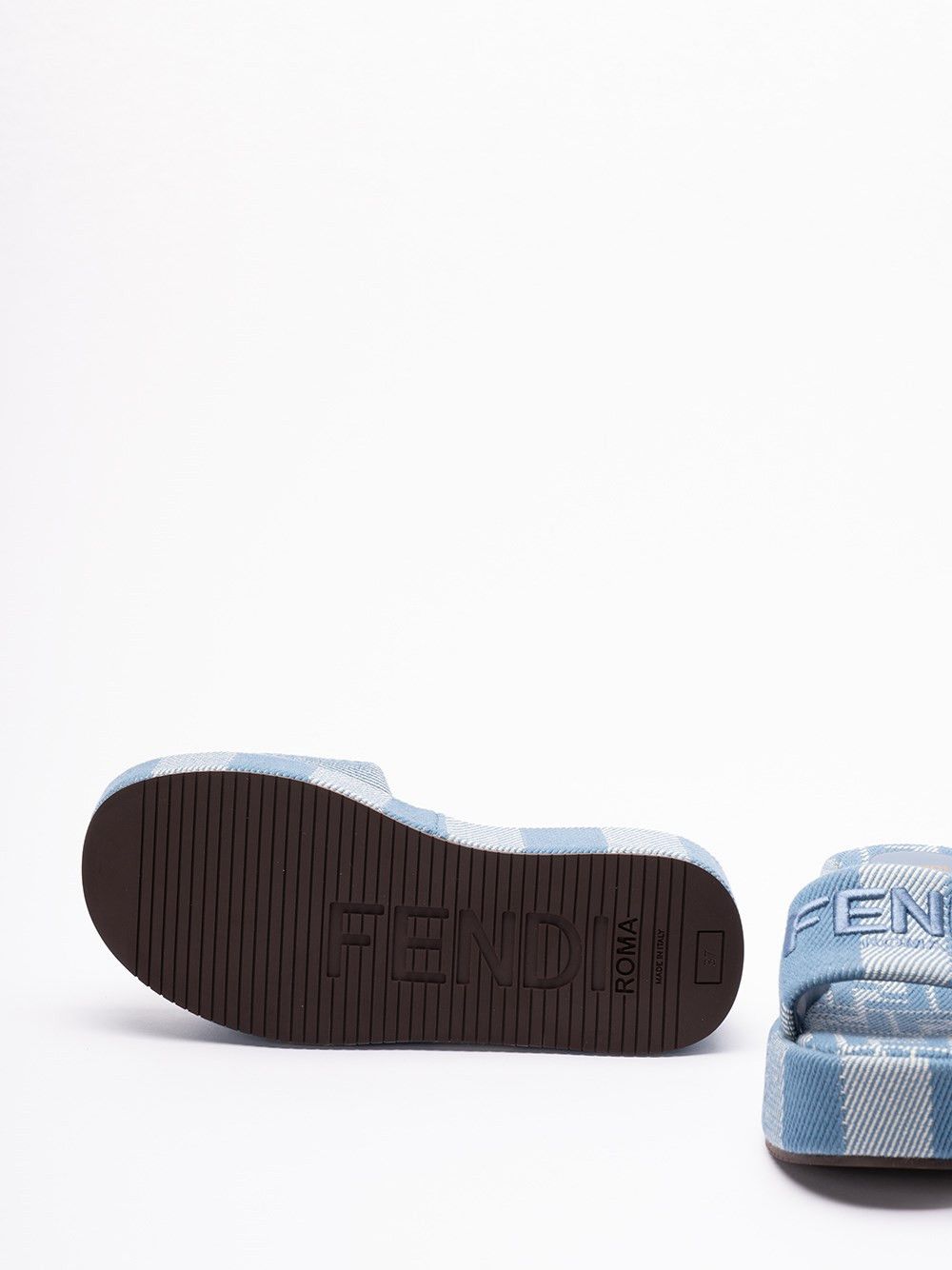 Fendi `FF` Denim Slides Size US 9 / IT 39 - 4 Thumbnail