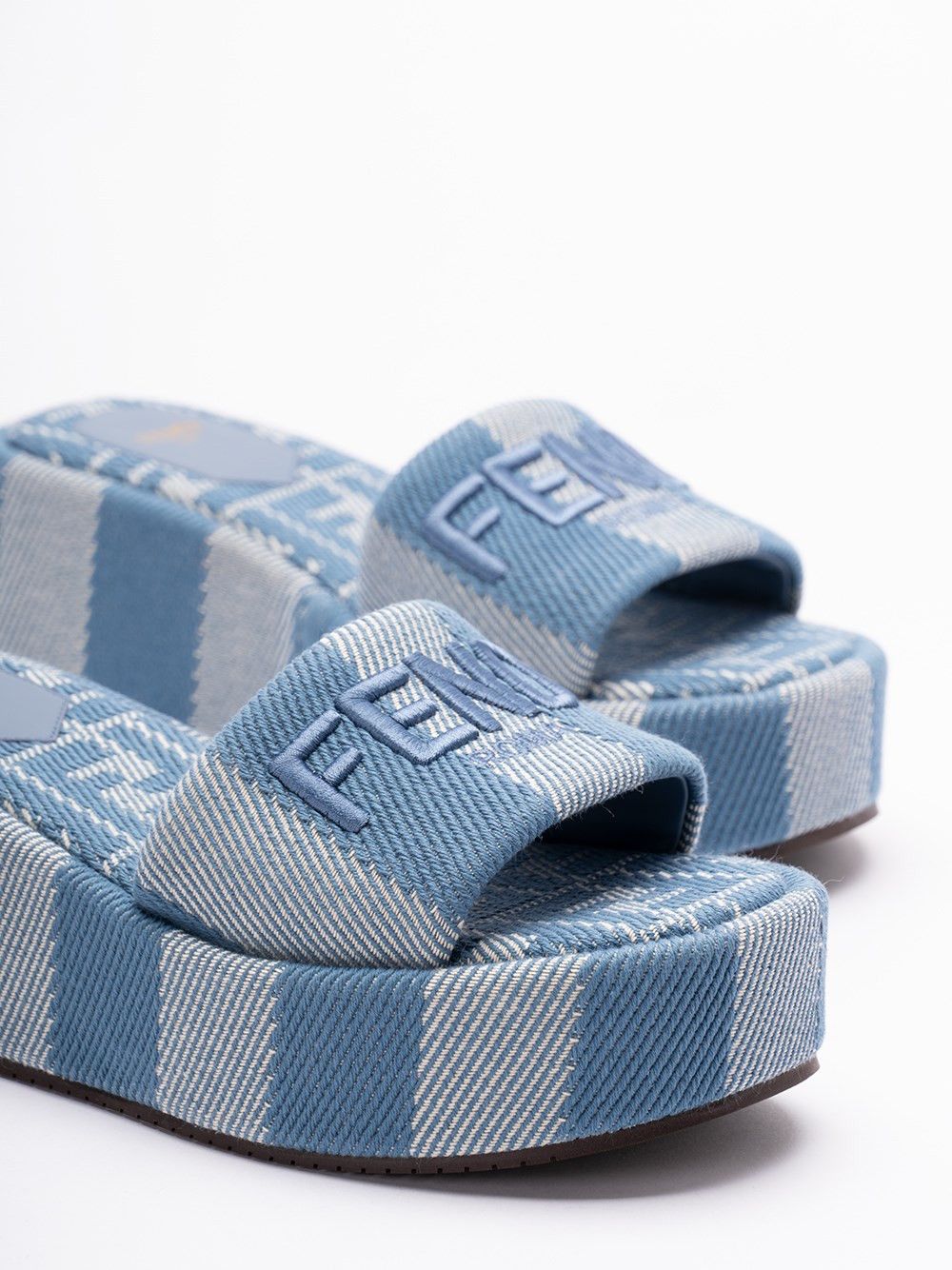 Fendi `FF` Denim Slides Size US 9 / IT 39 - 5 Thumbnail
