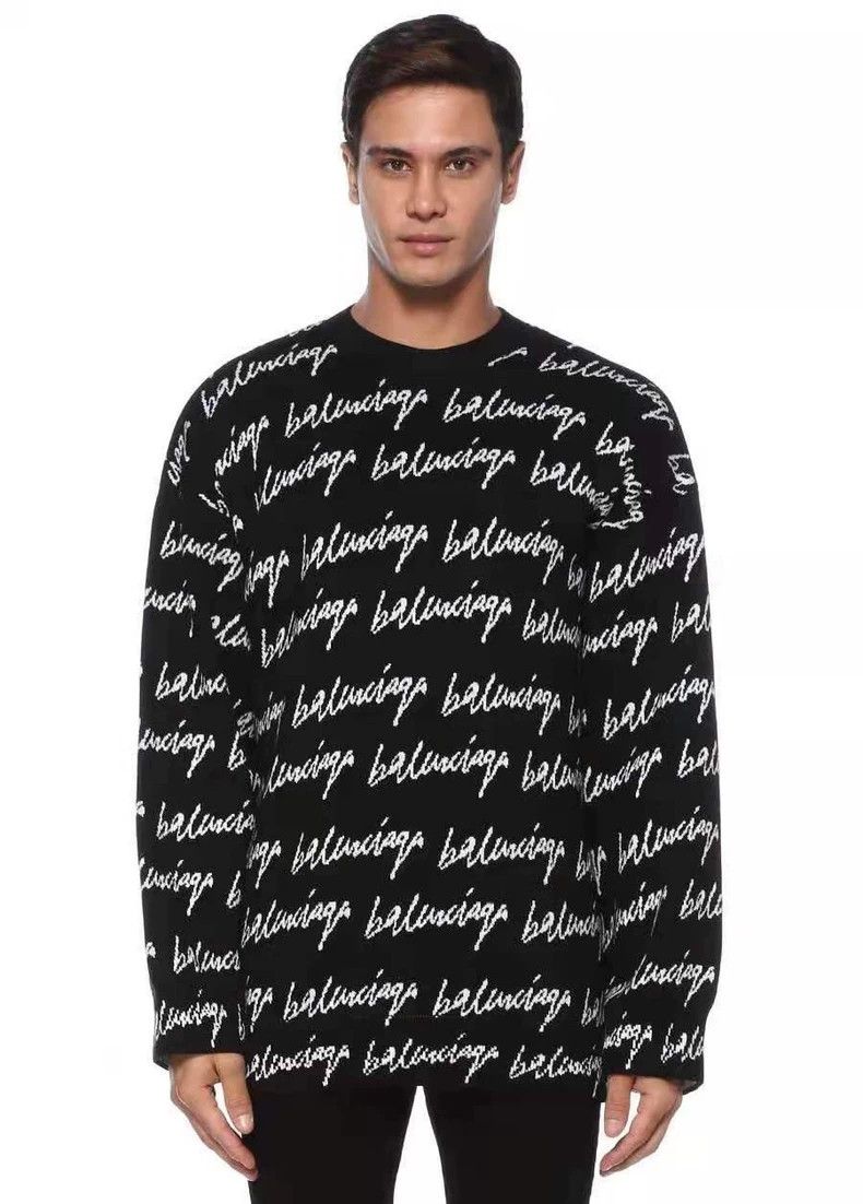 Balenciaga Balenciaga Signature Logo Loose Knit Sweater-yf Size US XS / EU 42 / 0 - 8 Thumbnail